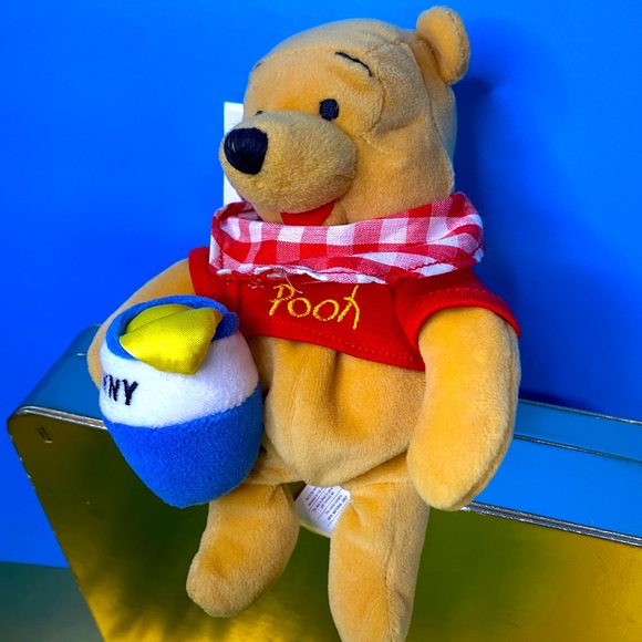 DISNEY STORE EXCLUSIVE NWT 90s PICNIC WINNIE THE POOH & HUNNY POT BEAN BAG PLUSH - Picture 3 of 8